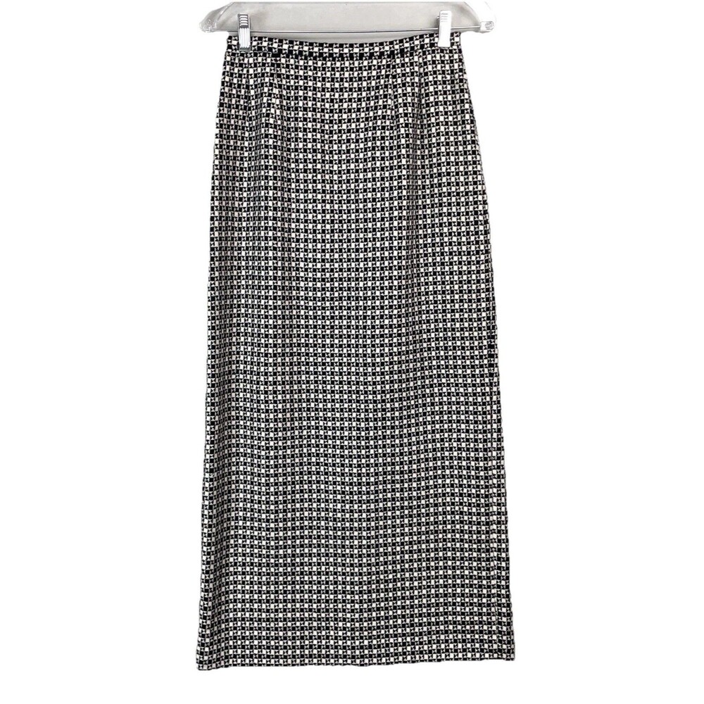 Talbots Women 4 Vintage Skirt Wool Tweed Maxi Lined Woven Italian Yarn Checkered